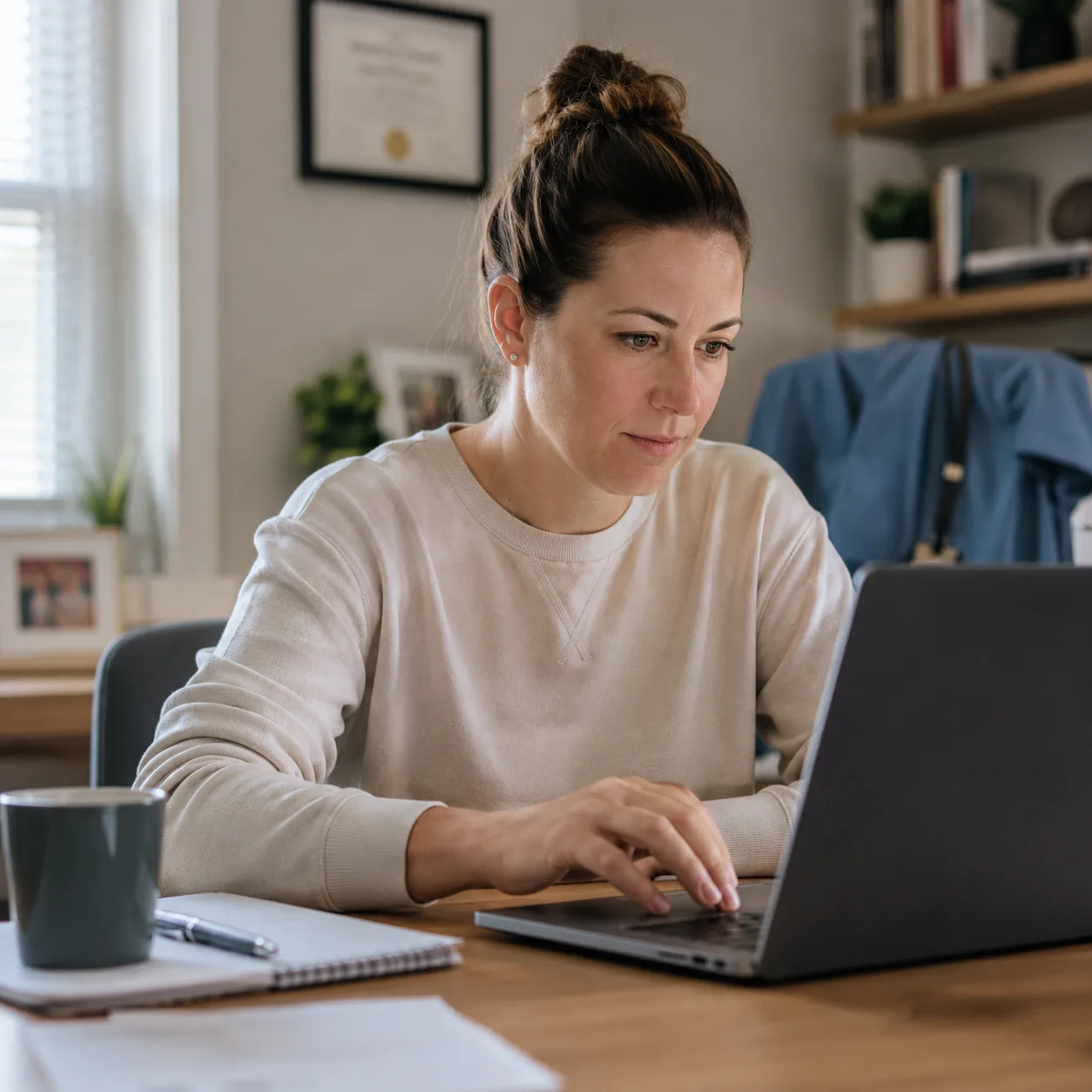 Learner completing online training at a laptop